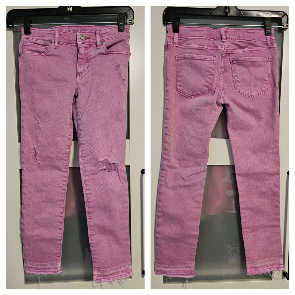 GAP Girl Super Skinny Ankle Distressed Jeans Pink 8 YRS NWOT